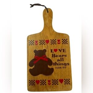 Vintage Creative Critters 1983 Cutting Board “Love Bears all Things” Bible Verse